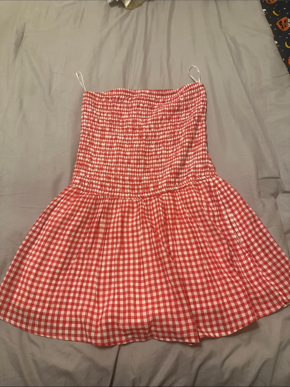 Hollister Red and White Gingham Smocked Sundress